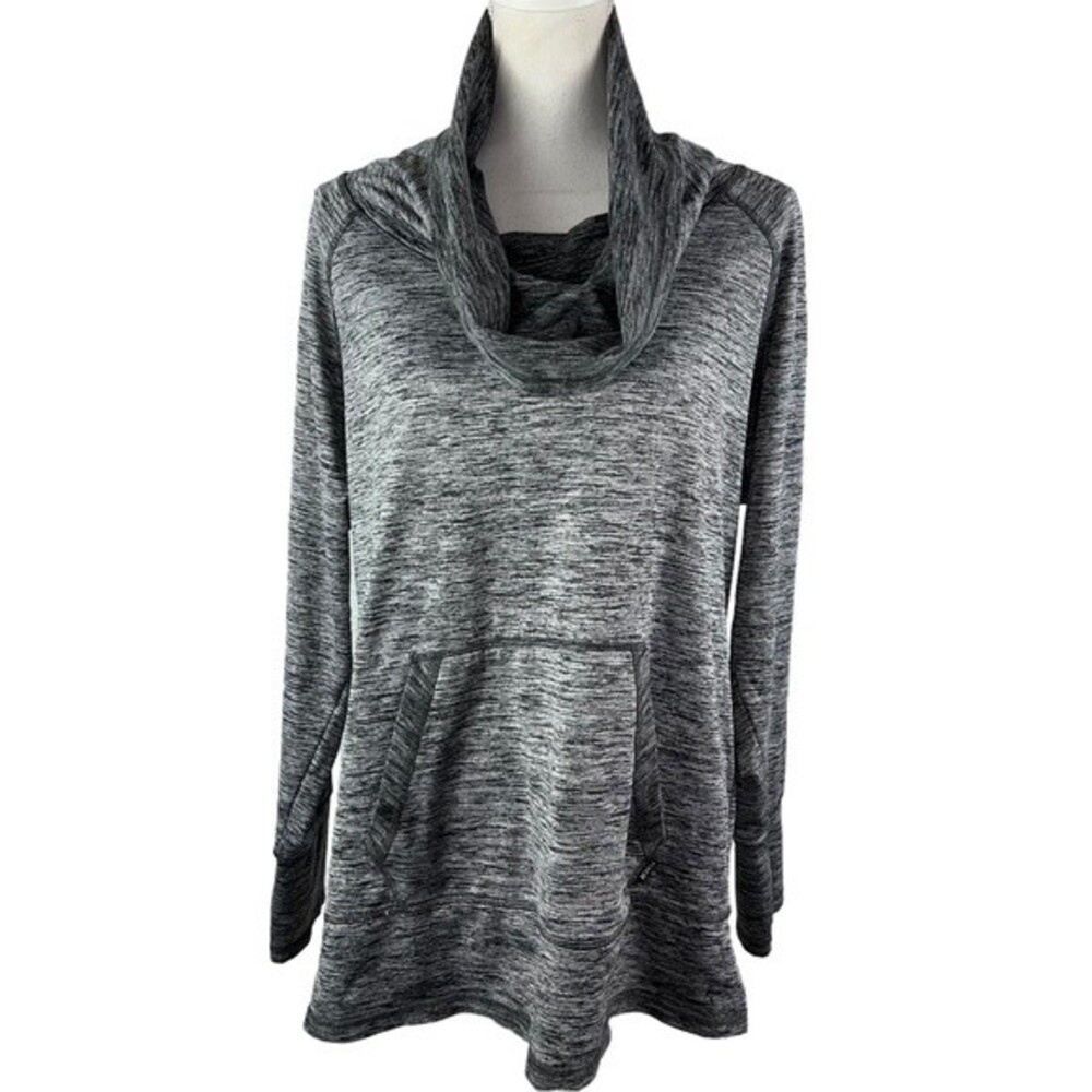 RBX Cowl Neck Sweatshirt 1X Gray Black Soft Stretch Long Sleeves